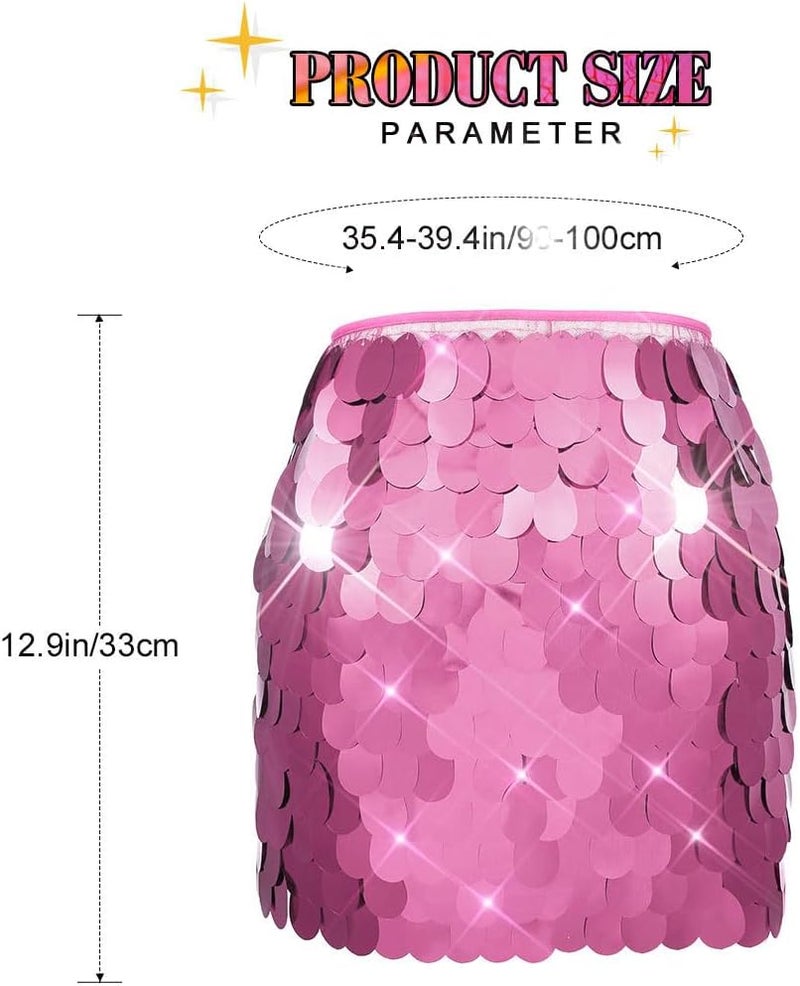TWINKLEDE Sequin Mermaid Skirt Sparkly Mardi Gras Costume Belly Dance Mini Skirts for Women - Image 3
